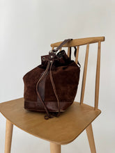 Load image into Gallery viewer, Vintage Dark Brown Suede Bucket Bag