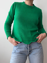Load image into Gallery viewer, Green Sweater With Scallop Hem