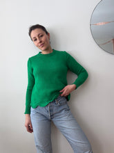 Load image into Gallery viewer, Green Sweater With Scallop Hem