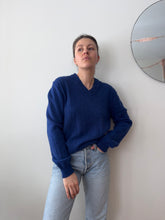 Load image into Gallery viewer, Royal Blue V-Neck Wool Sweater