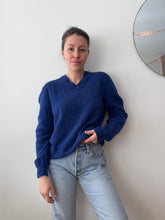 Load image into Gallery viewer, Royal Blue V-Neck Wool Sweater