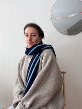 Load image into Gallery viewer, Wool Blue Stripe Scarf