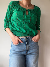 Load image into Gallery viewer, Green Eyelet Blouse