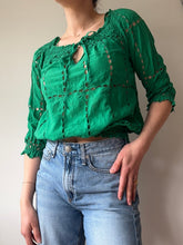 Load image into Gallery viewer, Green Eyelet Blouse