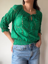 Load image into Gallery viewer, Green Eyelet Blouse