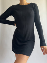 Load image into Gallery viewer, Black Ribbed Mini Dress
