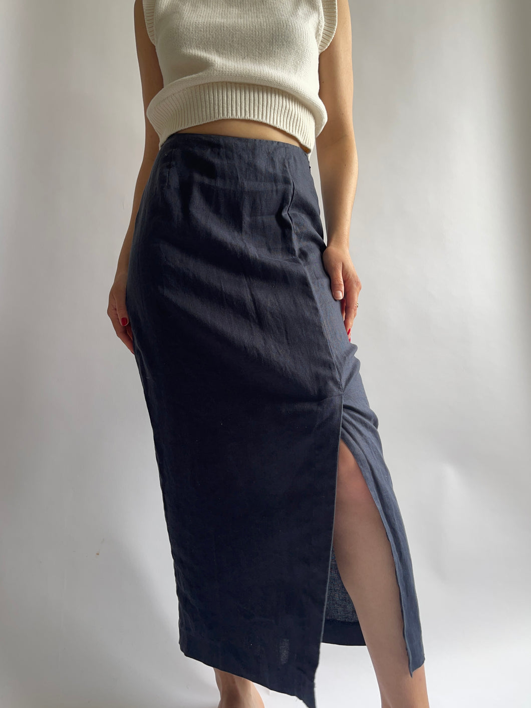 Deep Blue Linen Skirt