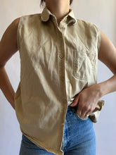 Load image into Gallery viewer, Vintage Sleeveless Neutral Button Down Shirt
