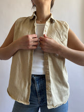 Load image into Gallery viewer, Vintage Sleeveless Neutral Button Down Shirt
