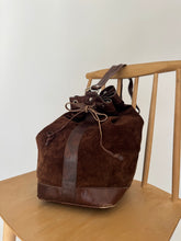 Load image into Gallery viewer, Vintage Dark Brown Suede Bucket Bag
