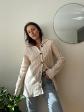 Load image into Gallery viewer, LL Bean Cream Cable Knit Long Cardigan
