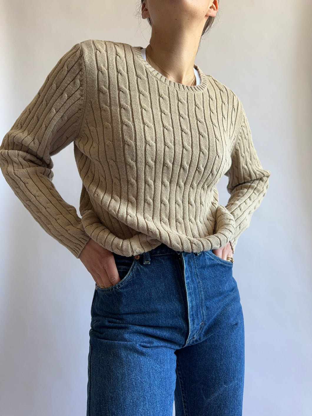 Camel Cable Knit Sweater