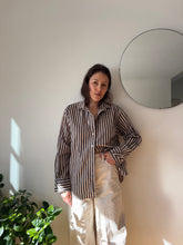 Load image into Gallery viewer, Tan and Brown Striped Button-Down

