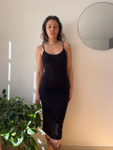 Load image into Gallery viewer, Black Cotton Midi Dress with Low Back
