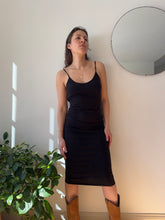 Load image into Gallery viewer, Black Cotton Midi Dress with Low Back
