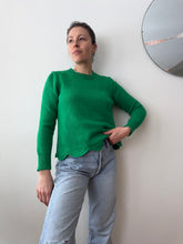 Load image into Gallery viewer, Green Sweater With Scallop Hem
