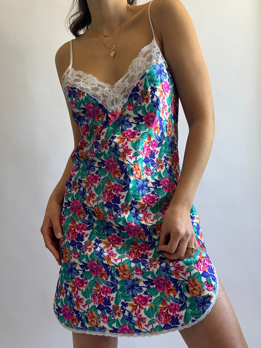 Vibrant Floral Mini Slip Dress