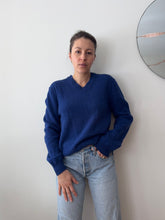 Load image into Gallery viewer, Royal Blue V-Neck Wool Sweater
