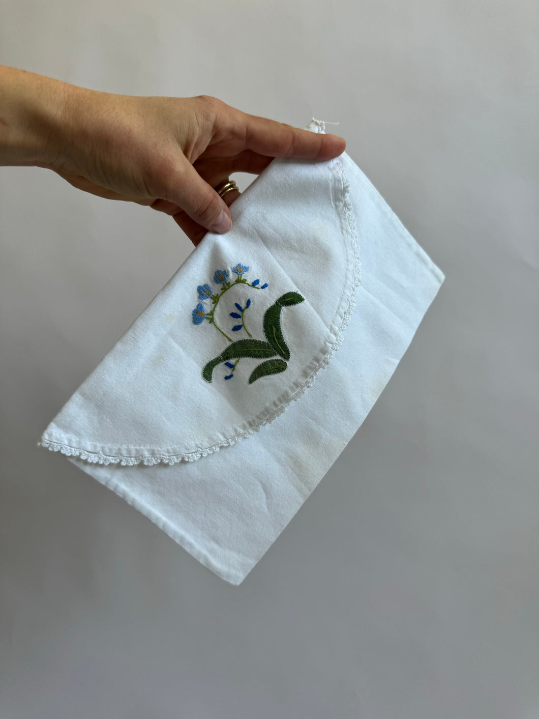 Vintage Lingerie Pouch With Blue Flowers