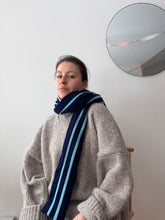 Load image into Gallery viewer, Wool Blue Stripe Scarf
