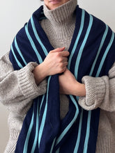 Load image into Gallery viewer, Wool Blue Stripe Scarf
