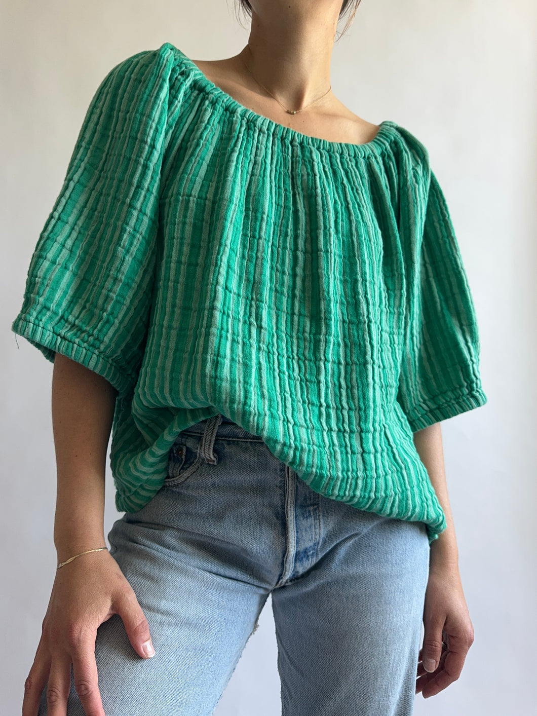 Green Striped Blouse