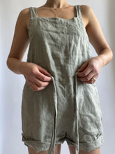 Load image into Gallery viewer, Dusty Green Linen Overalls
