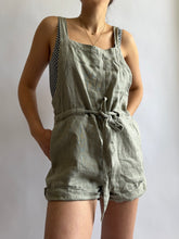 Load image into Gallery viewer, Dusty Green Linen Overalls
