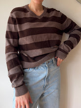 Load image into Gallery viewer, Brown On Brown Stripe V Neck
