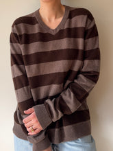 Load image into Gallery viewer, Brown On Brown Stripe V Neck
