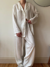 Load image into Gallery viewer, White Striped Satin Pj Set
