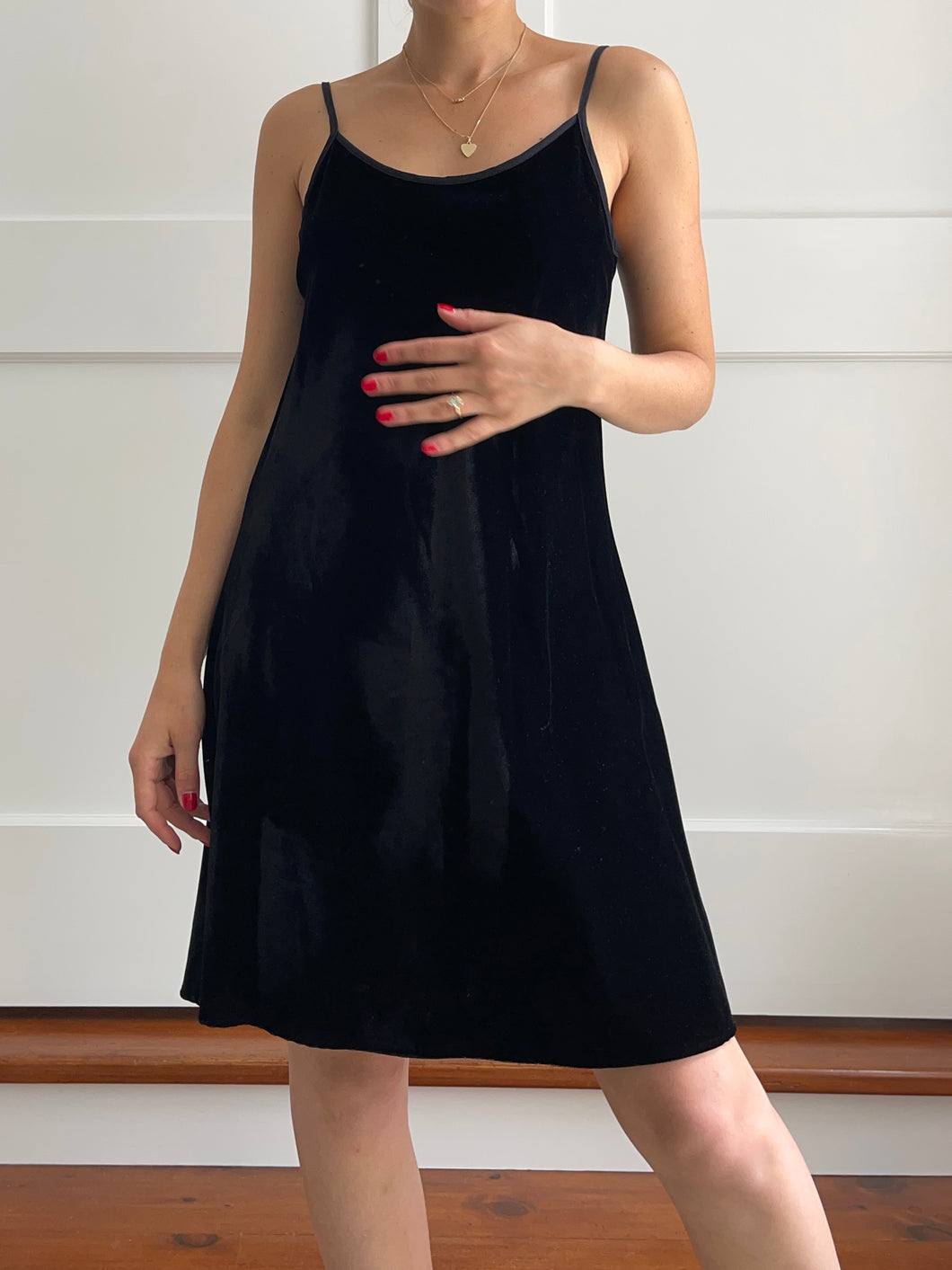 Vintage Black Velvet Mini Dress