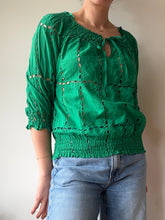 Load image into Gallery viewer, Green Eyelet Blouse
