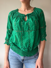 Load image into Gallery viewer, Green Eyelet Blouse
