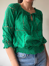 Load image into Gallery viewer, Green Eyelet Blouse
