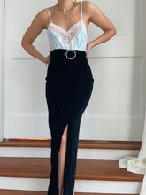 Load image into Gallery viewer, Vintage Black Velvet Cache Skirt
